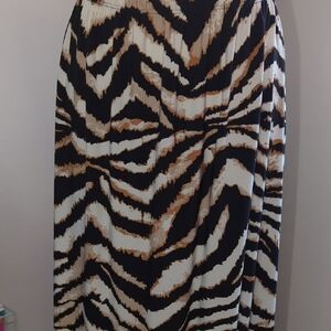 Ruby Rd. Black and Cream Zebra Print Maxi Skirt